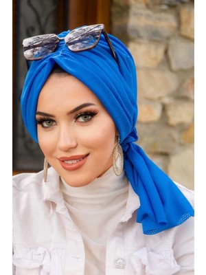 Aişe Tesettür Saks Mavi Tokalı Bone