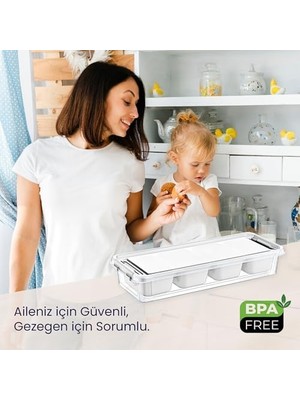 Uslucan Alışveriş Life Grand 4 Bölmeli Organizer – Çekmece Dostu, Gıda Temasına Uygun ve Pratik Saklama (Beyaz)