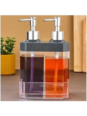 Uslucan Alışveriş 2 Bölmeli Sıvı Sabunluk & Süngerlik – Bulaşık Deterjanı ve El Sabunu Için Çift Hazneli, Entegre Süngerlik Bölmeli, Tezgah Üstü Pratik Sabunluk Tezgah Düzenleyici (Siyah)