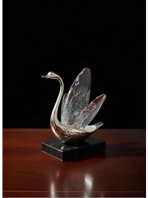 Kristal &mermer Dekoratif Gümüş Kuğu