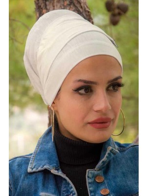 Aişe Tesettür Kırık Beyaz Battal Boy Kaymaz Bone - 40500