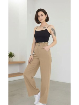 Hard Money Lastik Belli Yüksek Bel Geniş Paça Kot Pantolon