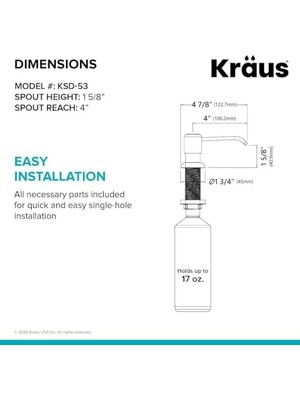 Uslucan Alışveriş Boden Mutfak Sabunu ve Losyon Dispenseri Spot Içermez Antika Şampanya Bronz, KSD-53SFACB