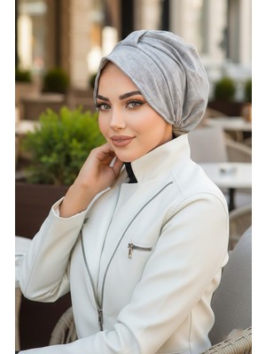 Aişe Tesettür Gri Şapka Bone