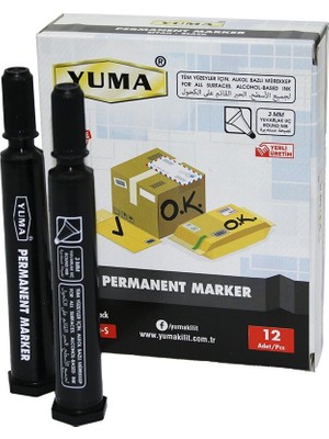 Yuma YM790S  Siyah Koli Kalemi 12 Adet