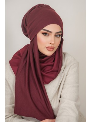 Aişe Tesettür Koyu Bordo Kelebek Bone Şal