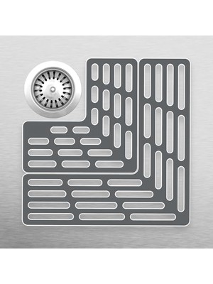 Uslucan Alışveriş Lavabo Koruyucu- Kaymaz Ayaklı 2 Parça Ayarlanabilir Mutfak Lavabo Koruyucu Mat, Gri