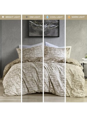 Uslucan Alışveriş Spaces Yorgan Seti - 3 Parça Çift Taraflı, Boz Kahverengi, Tam/kraliçe