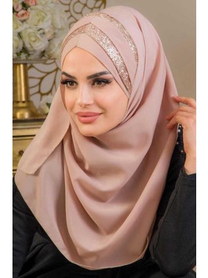 Aişe Tesettür Kumbeji Dore Çapraz Bant Abiye Double Şal