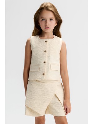 Ugly Duck 8-14 Yaş Arası Baden Yelek Şort Etek Takım - Krem