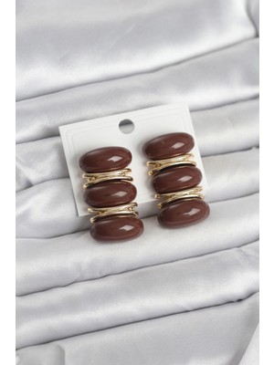 SHC4200 Mey Ithalat® Kahverengi Model Gold Renk Kadın Küpe