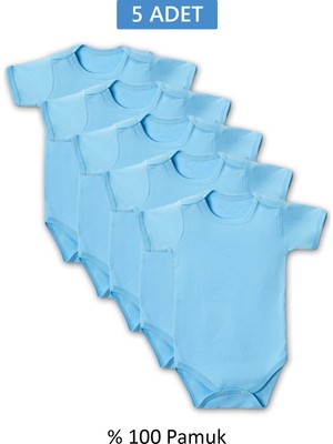 Çetiner Group Mavi Yarım Kol Body Zıbın 7-12 Yaş Çocuklar Için (5 Adet) Alttan Çıtçıtlı Özel Gereksinimli