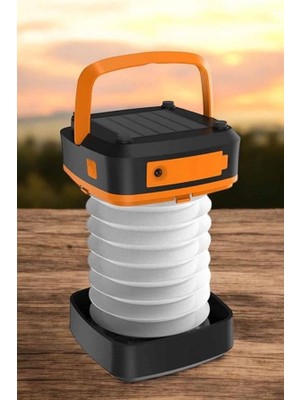K-Yonlineticaret Güneş Enerjili LED Lamba Kamp Lambası Katlanabilir Lamba USB Şarjlı