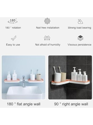 Uslucan Alışveriş 180 Derece Ayarlanabilir Çift Taraflı Banyo Organizeri, Duş Rafı, Pratik ve Şık Tasarım, Kaymaz ve Su Geçirmez, Çok Amaçlı Depolama Çözümü, Kolay Montaj