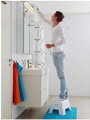 Uslucan Alışveriş Bolmen Tabure Olarak Kullanılır Kaymaz 25 cm 2 Renkler, Plastik, Beyaz, 44 x 35 x 25 cm