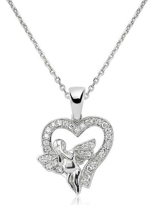 Aya Diamond Gümüş Melek Kalp Bayan Kolye