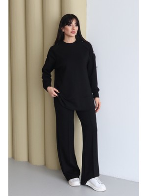 Balenbi Omuz Çıtçıt Detaylı Bisiklet Yaka Oversize Modal Tesettür Takım 1178