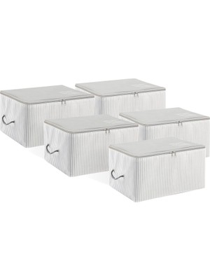 Uslucan Alışveriş 5'li Küçük Boy Gri Çizgili Stuff & Things Hurç Set 30 x 22 x 18 cm
