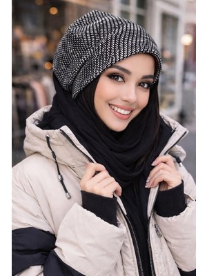 Aişe Tesettür Siyah Kırçıllı Tesettür Bere