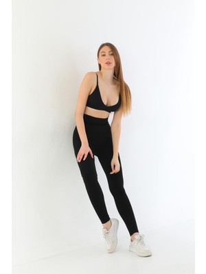 İlkyaz Fashion Ieg™ Siyah Mı 3904 Göğüs Altı Yüksek Bel Toparlayıcı Tayt