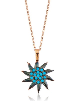 Aya Diamond Gümüş Mavi Güneş Bayan Kolye