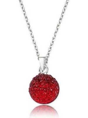 Aya Diamond Gümüş Kırmızı Kristal Taşlı Bayan Kolye