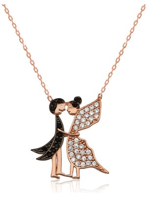 Aya Diamond Gümüş Aşık Kelebekler Bayan Kolye