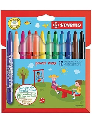 Uslucan Alışveriş Power Max - Keçe Uçlu Boya Kalemi - 12'li Kutu - Çeşitli Renkler