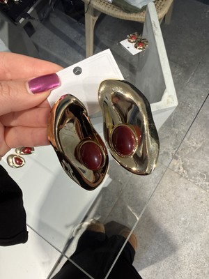 glam Bordo Çelik Sera Küpe