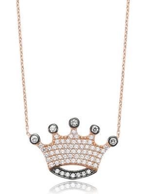 Aya Diamond Gümüş Kraliçe Tacı Bayan Kolye