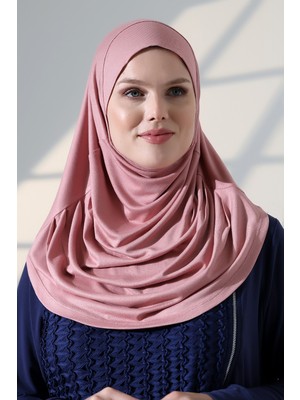İhvan Online Tek Parça Pratik Namaz Başörtüsü, Hazır Geçmeli Tesettür Şal - Pembe