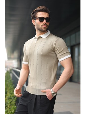 Madmext Vizon Polo Yaka Triko Erkek Tişört E7470