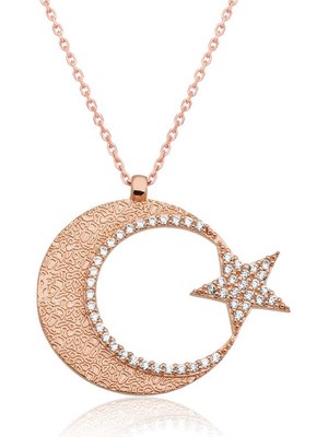 Aya Diamond Gümüş Ay Yıldız Bayan Kolye