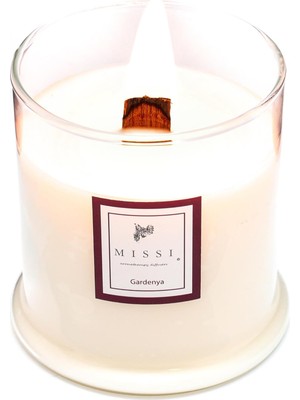 Uslucan Alışveriş Büyük Üfleme Cam Ahşap Fitilli Vegan Mum (380 Gr)