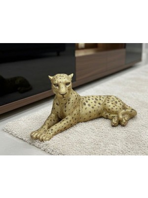 Mirsa Global Dekoratif Yatan Leopar Kaplan Kedi Biblo