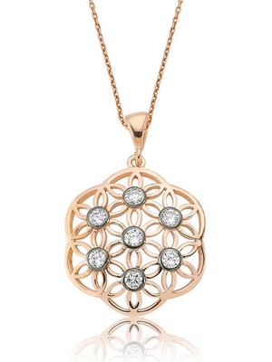Aya Diamond Gümüş Yaşam Çiçeği Bayan Kolye