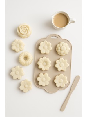 Sb Shopping Silikon Kek ve Çikolata Kalıbı 6’lı Krem Renk Pasta Tatlı Muffin Kalıbı