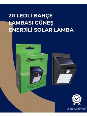 K-Yonlineticaret Solar Enerjili 20 LED Duvar Lambası | Hareket Sensörlü, Su Geçirmez, Kablo Gerektir