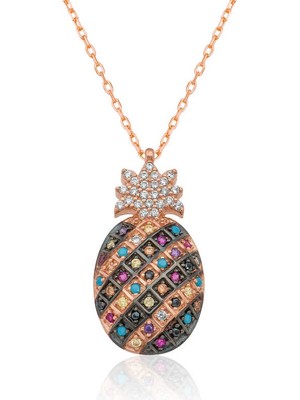 Aya Diamond Gümüş Renkli Taşlı Ananas Kolye