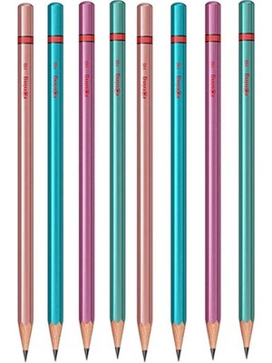 Artlantis Rotring Metalik Kurşun Kalem 8 Li 1 Paket Siyah Renkli Kurşun Kalem 4 Renk Hb Kurşun Kalem