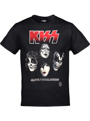 Unisex Siyah Kiss I Wanted The Best I Got The Best Baskılı Tshirt