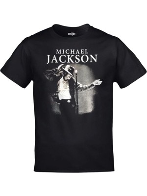 Unisex Siyah Michael Jackson Baskılı Tshirt