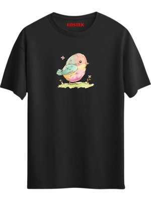 Eastek Pastel Kuş Baskılı T-Shirt, Erkek Tişört, Kadın Tişört, Unisex T-Shirt