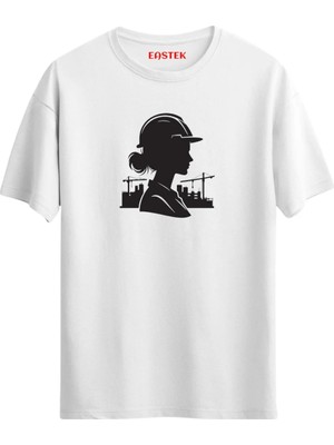 Eastek Urban Builder-Siluetli Inşaat Baskılı T-Shirt, Erkek Tişört, Kadın Tişört, Unisex T-Shirt