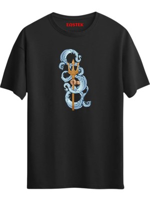 Eastek Poseidon Zıpkın Baskılı T-Shirt, Erkek Tişört, Kadın Tişört, Unisex T-Shirt