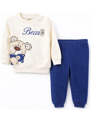 Nikuby Önü ve Arkası Ayı Baskılı Bebe Alt-Üst Takım