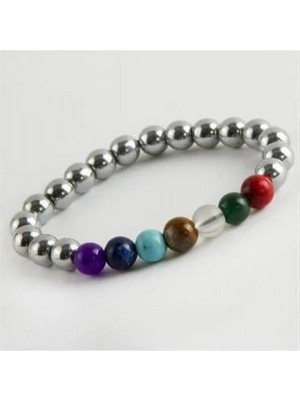 Zero Land Lvsqvr 7 Li Doğaltaş Çakra Bileklik - Gümüş Rengi