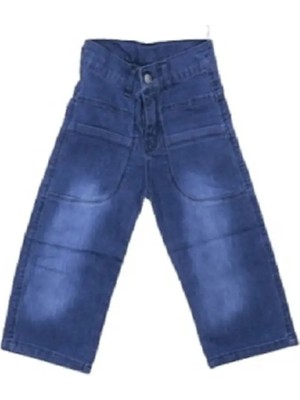 Egecan Boru Paça Ön Cep Detaylı Kız Çocuk Mavi Kot Pantolon 2202