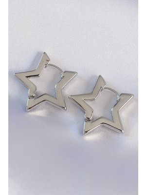 Epilons Pirinç Gümüş Renk Yıldız Küpe - TJ-BKP8983