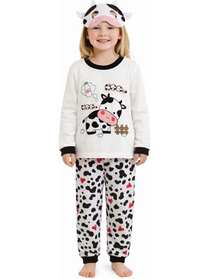 Poli Foni Inekli Maskeli Kız Çocuk Pijama Takımı
